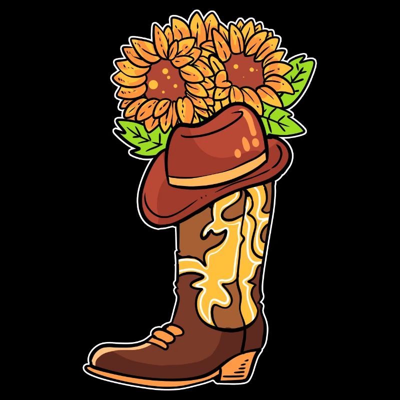 Bottes de cow-boy avec cavalier de fleurs