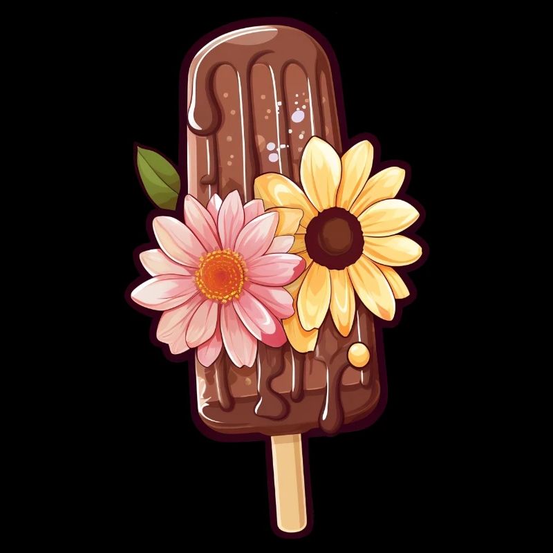 Crème glacée à la mode avec des fleurs