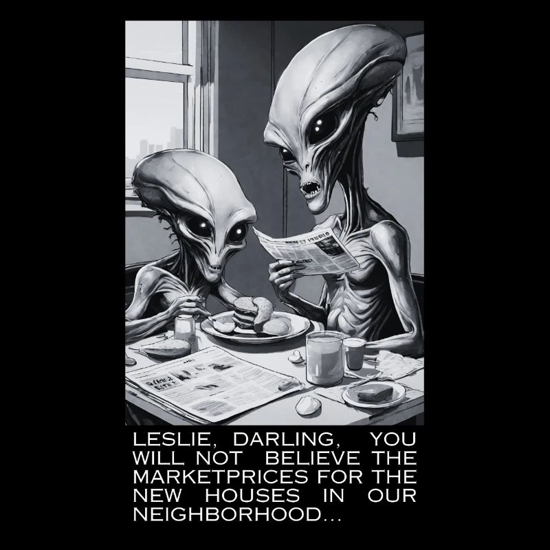 Aliens at Breakfast / Black & White