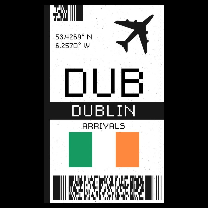 Dublin, Ireland Boarding Pass - DUB Ticket