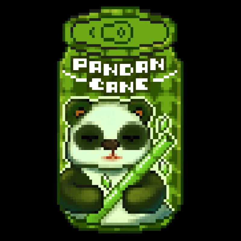 Pandan Cane – Panda détendu Pixel Art