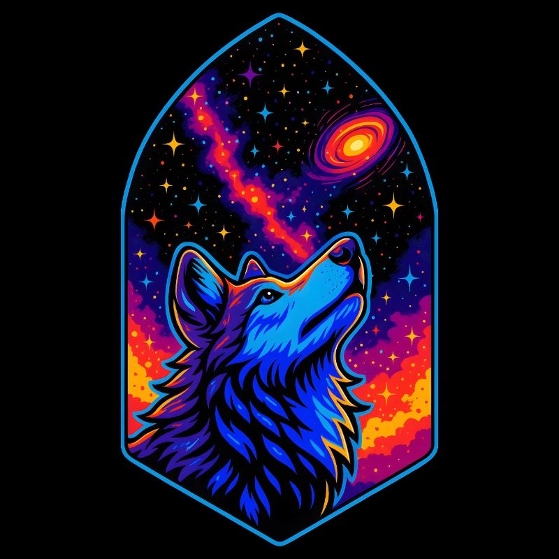 Cosmic Wolf Nebula Art, Love Wolves 