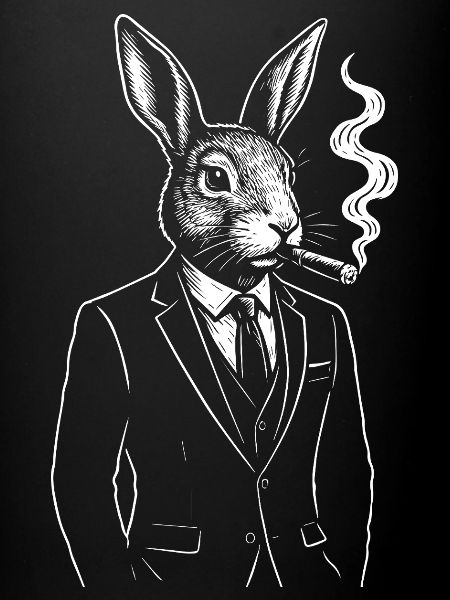 Dapper Rabbit en costume fumant