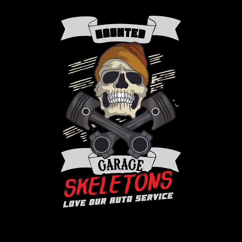 Skeleton Mechanic Horror Garage Funny Bones Spooky