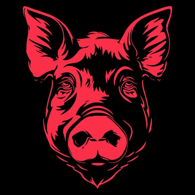 Vibrant Red Pig Illustration