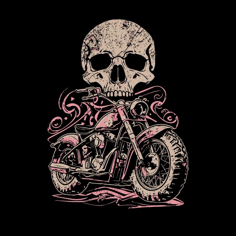 Vintage skull and motorcycle design