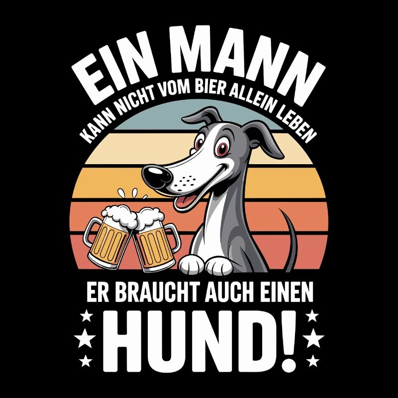 Lustiges Mann Hund Bier