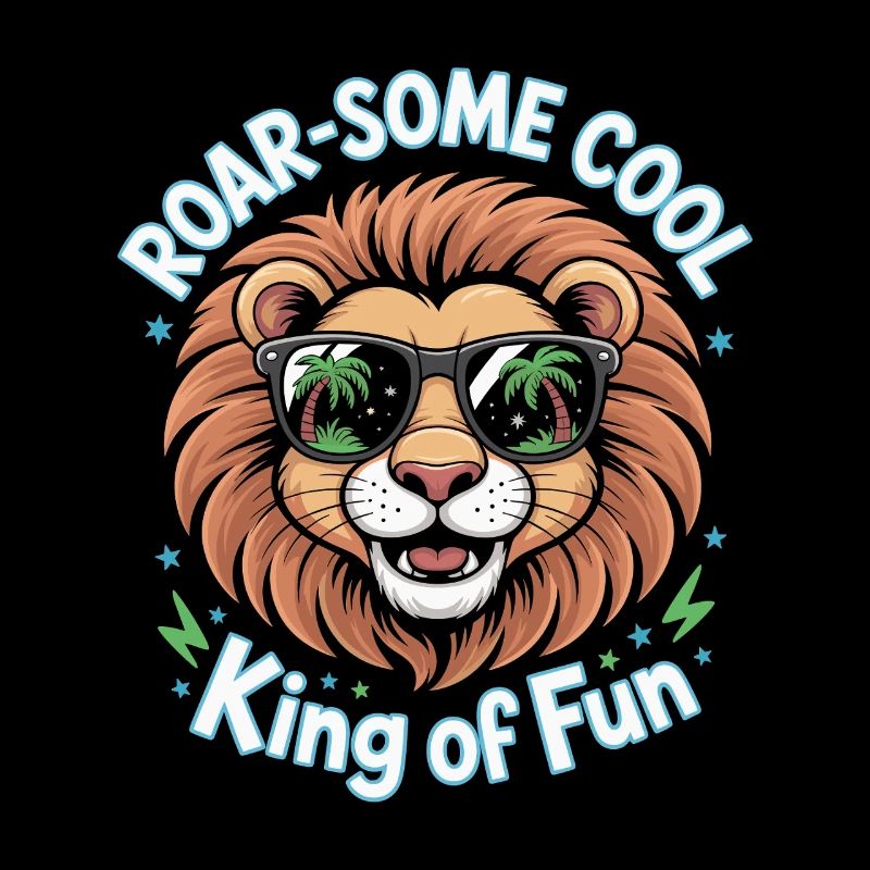 Conception de lion drôle avec rugissant cool