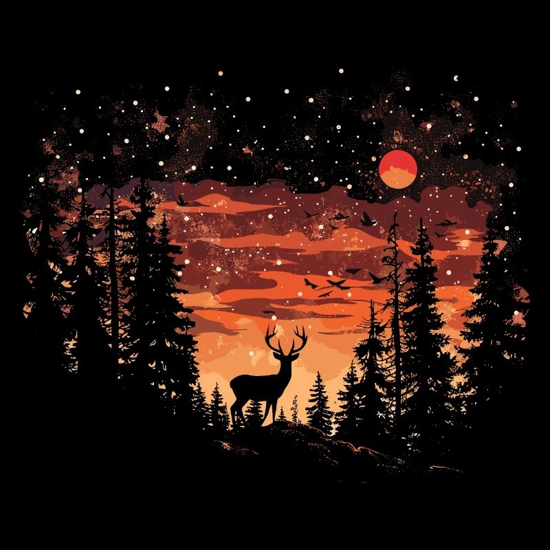 Deer Forest Deer Nature Sunset
