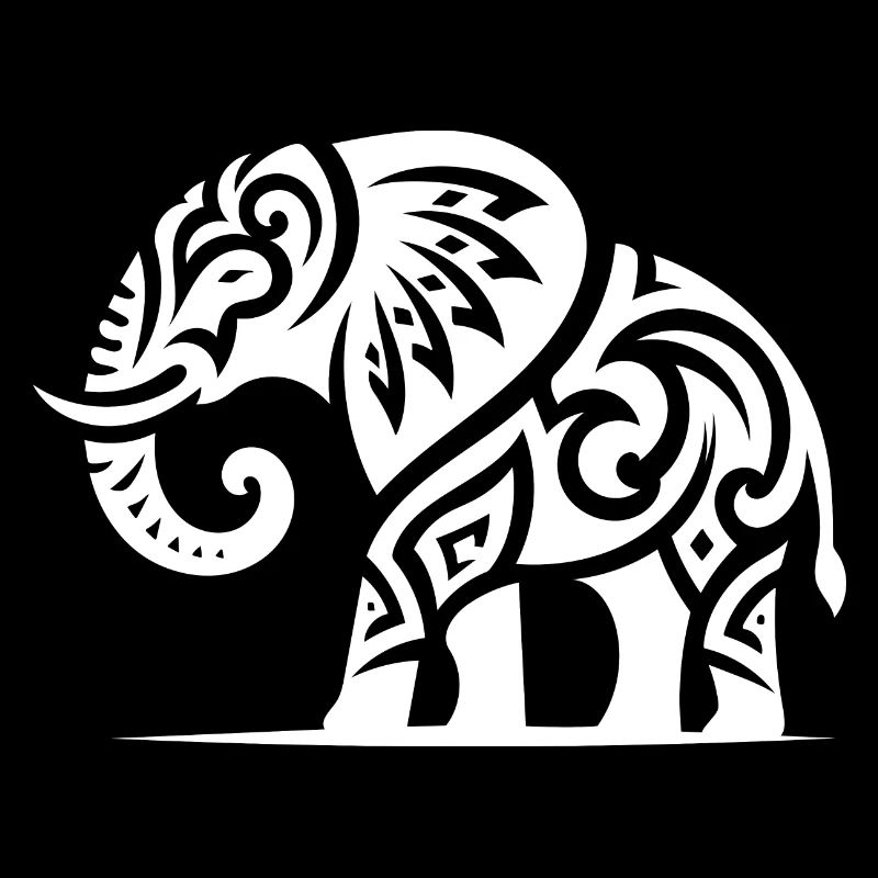 Elephant art tattoo with large tusks
