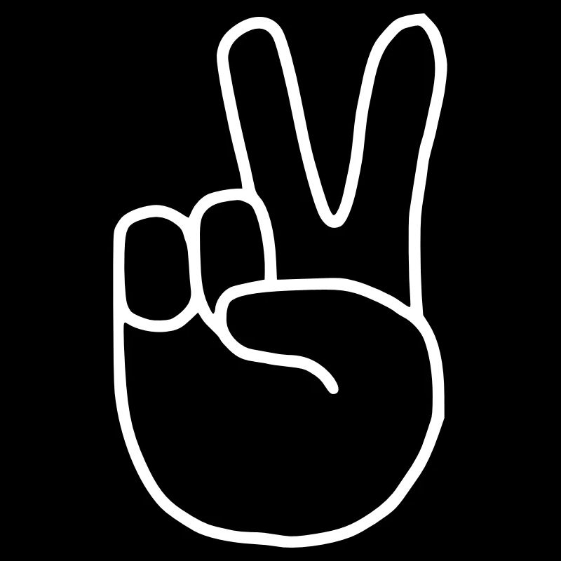 Emoji Peace Finger Sketch Blanc