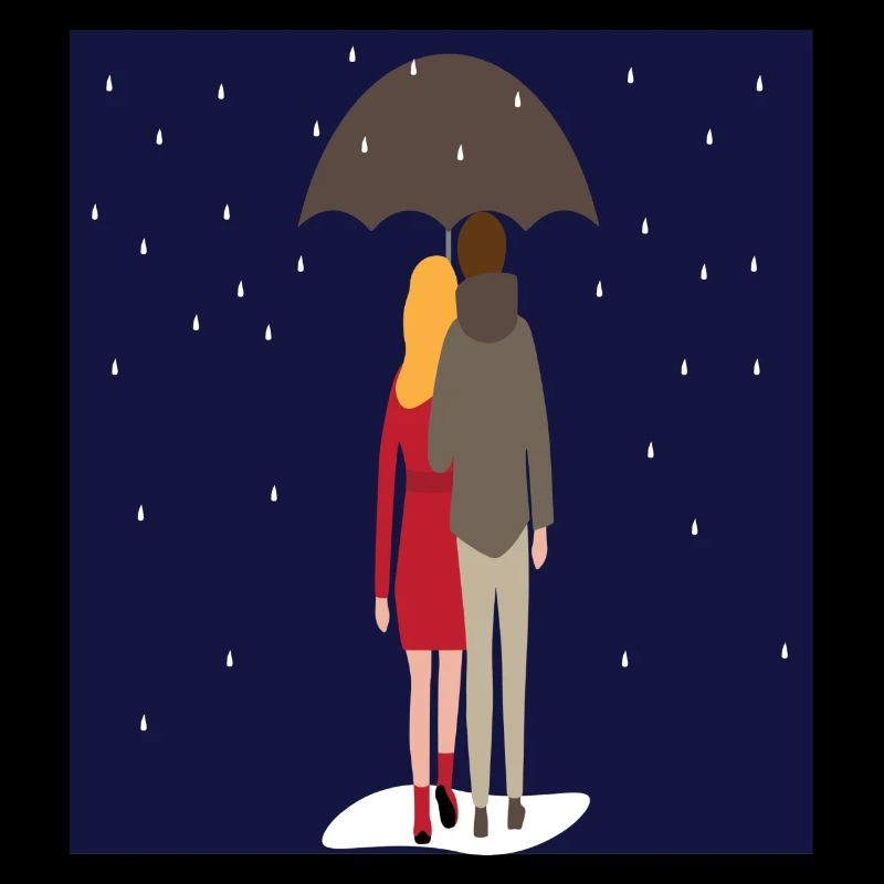 couplerain Paerchen im Regen unterm Schirm Liebe