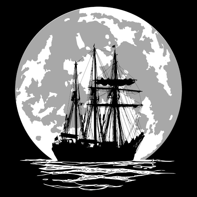pirate ship and full moon
