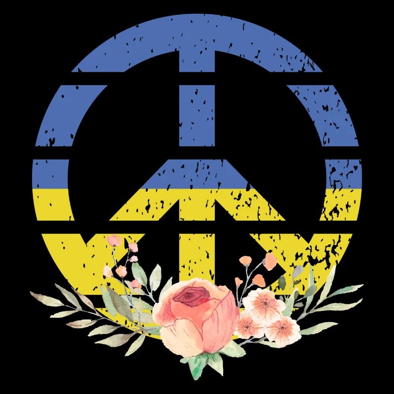 Make Peace not War - Peace logo with Ukraine flag