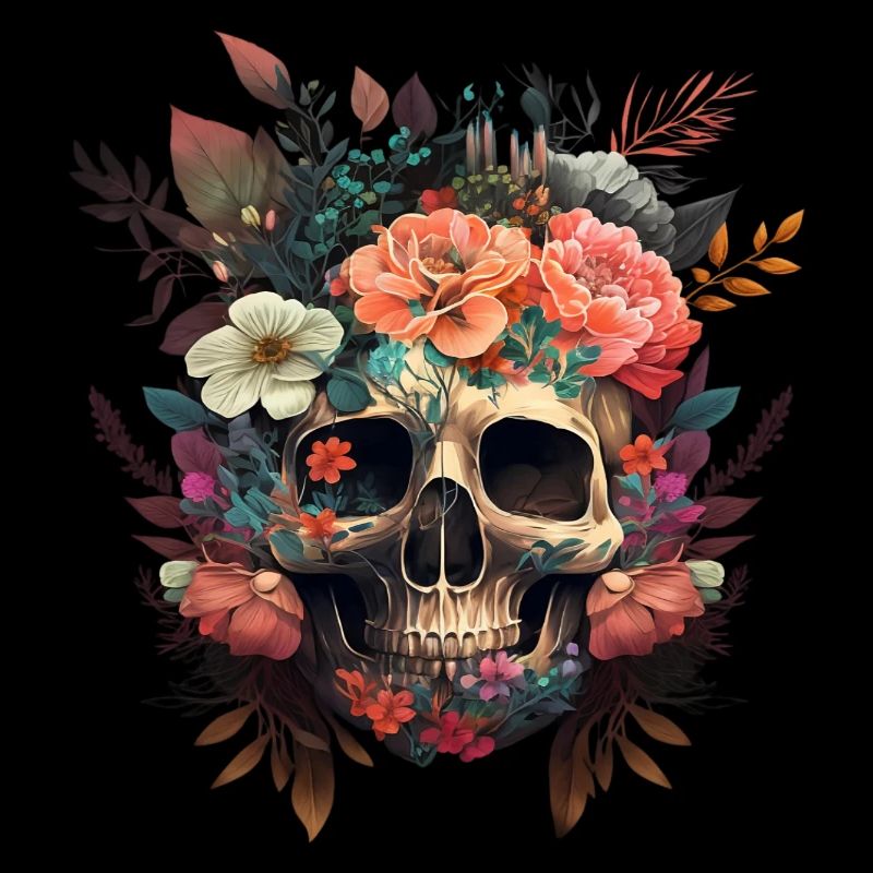 Blumen Schädel Skull Blume Totenkopf