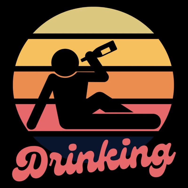 Retro Classic Drinking Sunset Beach T Shirt