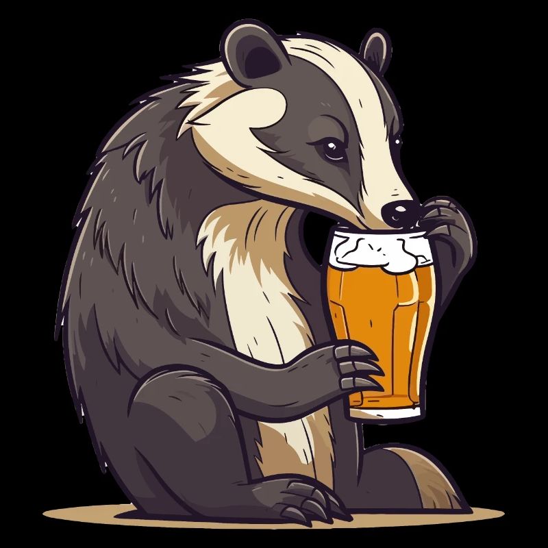 Badger drinks beer
