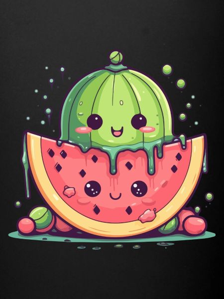 Pastèque et melon kawaii