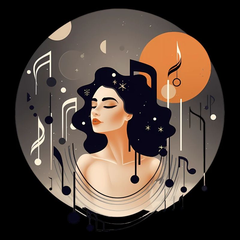 Logo woman with notes