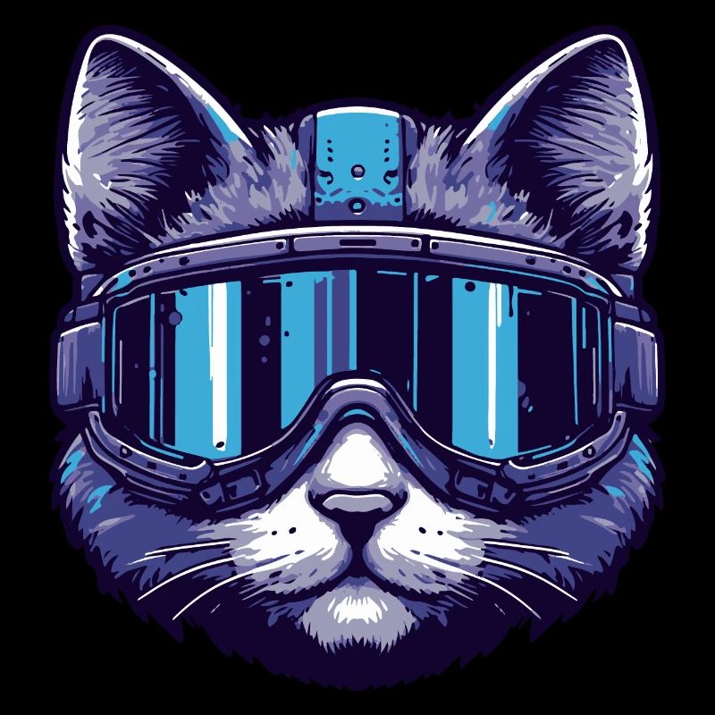 Futuristic cat with ski goggles