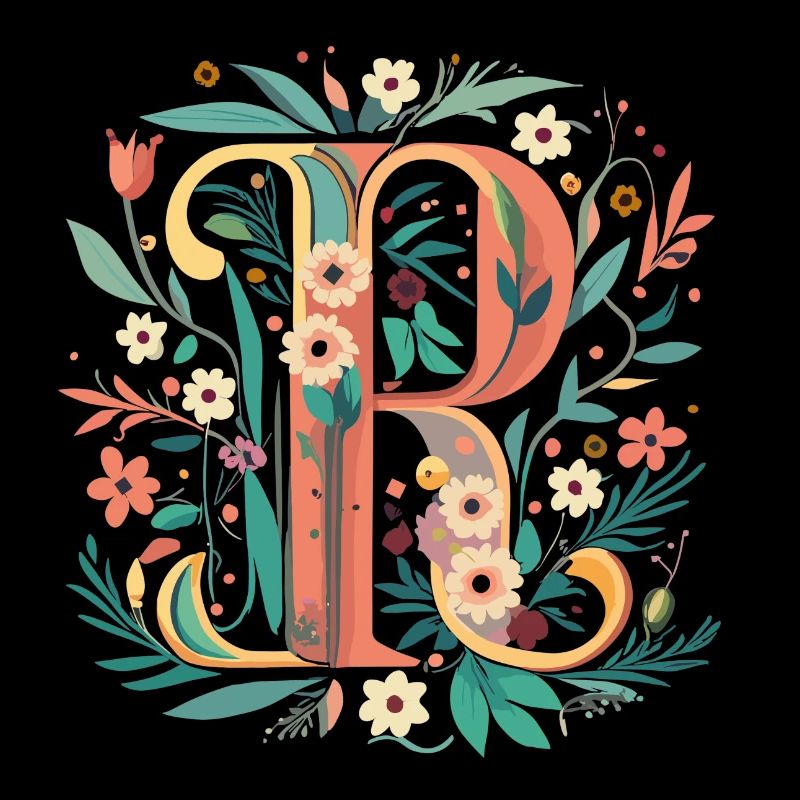R typography floral