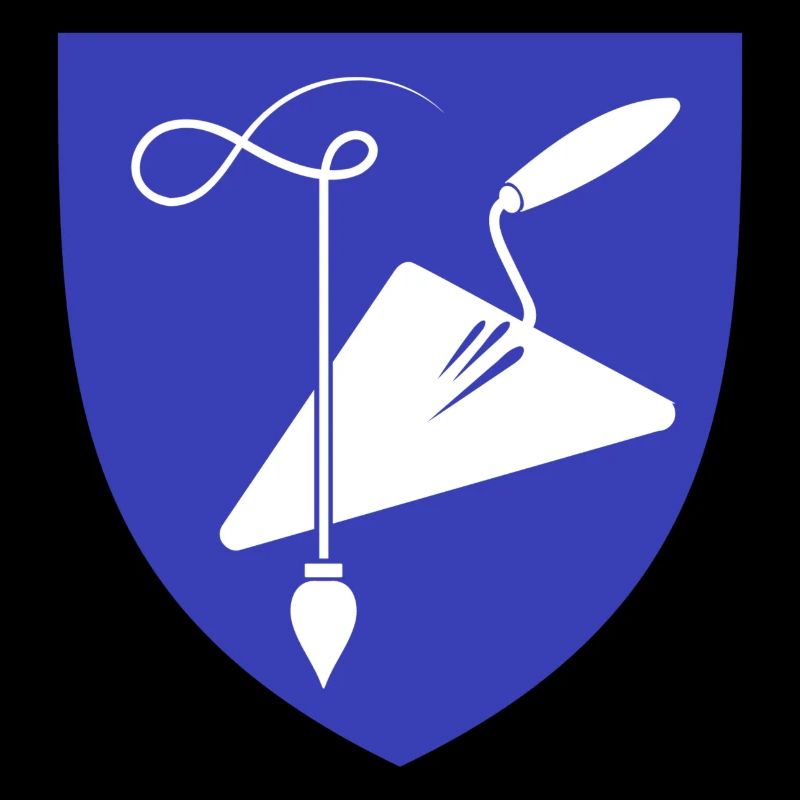 Enseignes de la guilde des maçons, truelle et fil à plomb