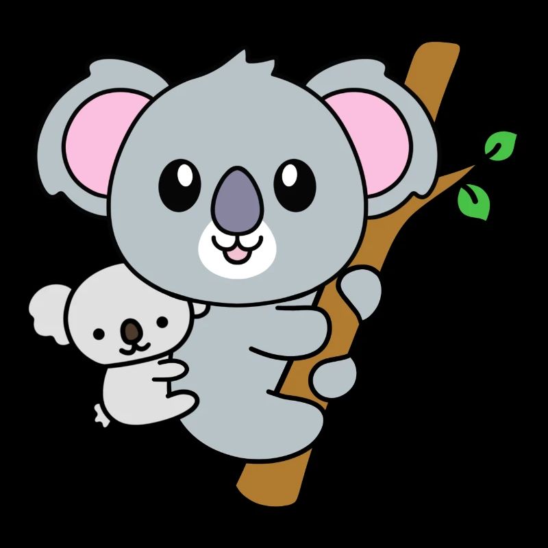 mignon bébé koala et mère dans l’arbre