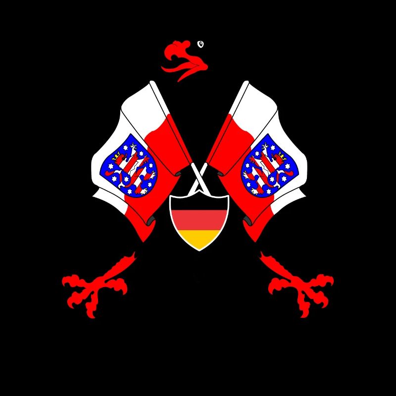 German Eagle with flags of Thuringia province