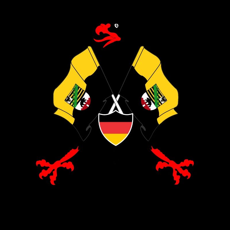 German Eagle with flags Saxony Anhalt County