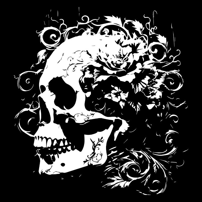 Conception de crâne et de fleurs