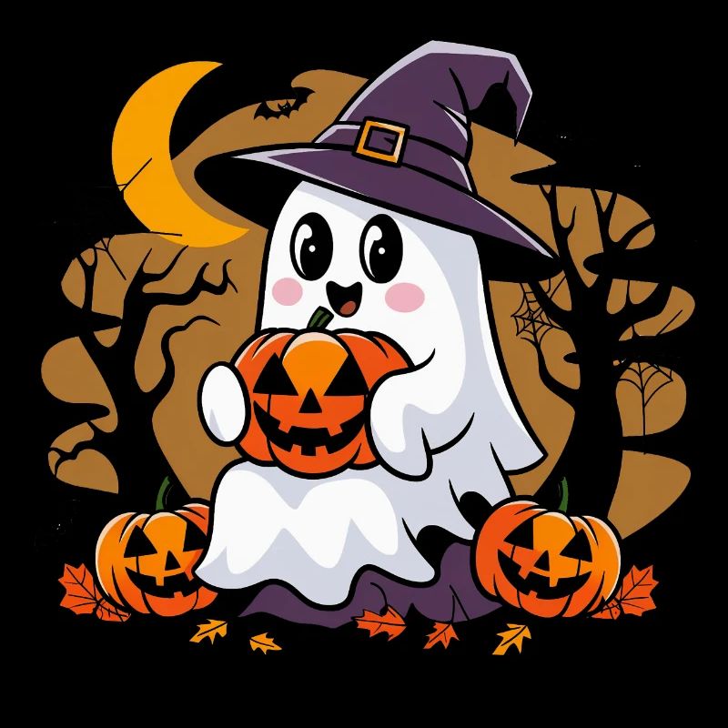 Boo Ghost with Pumpkins