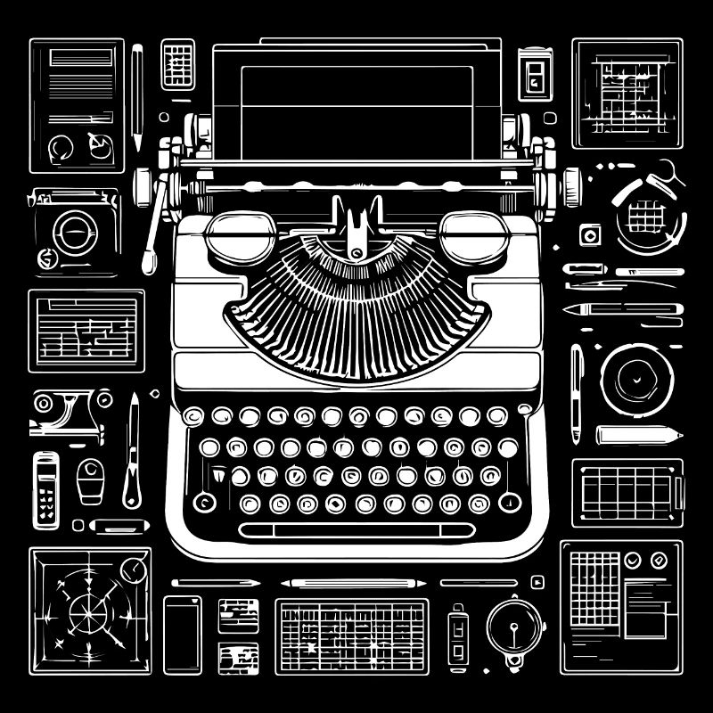 conception de wireframes de machine à écrire pour les amateurs de littérature