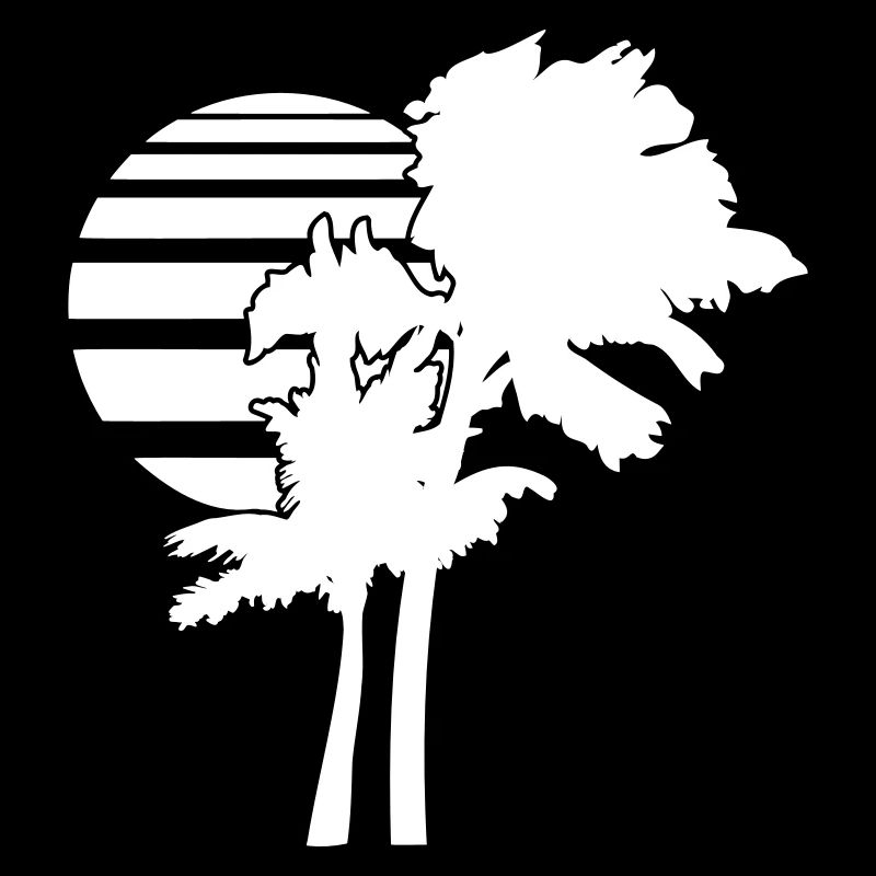 2 Palm Trees Island Tree Stripes Sun Sunset