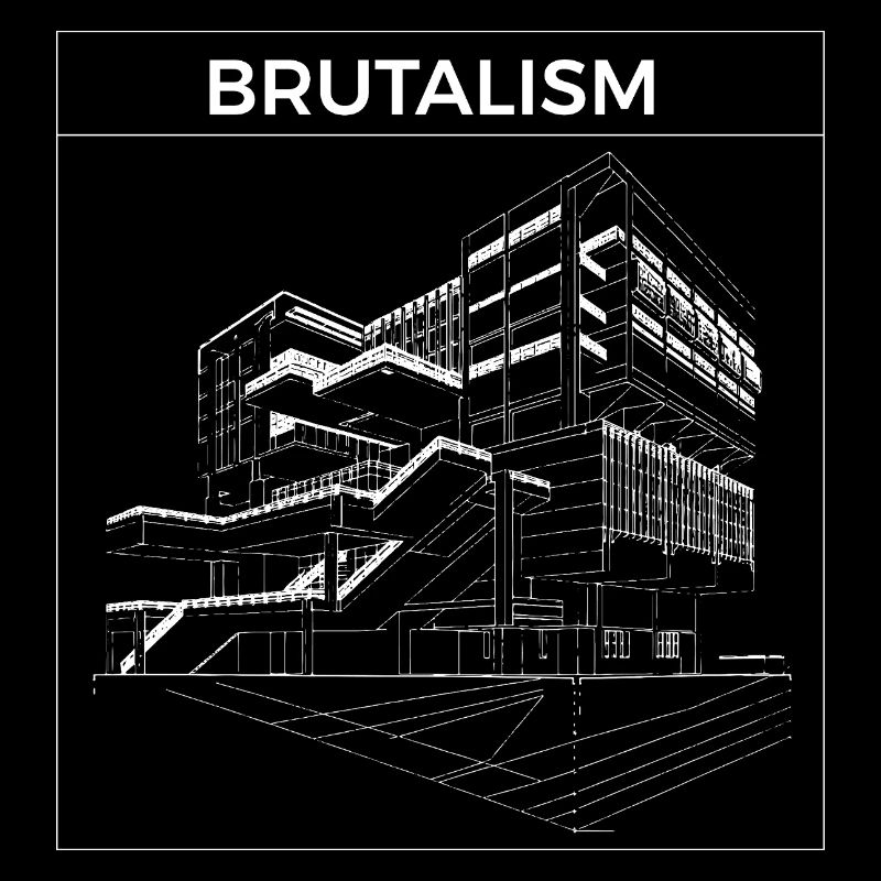 Brutalism architecture wireframes design