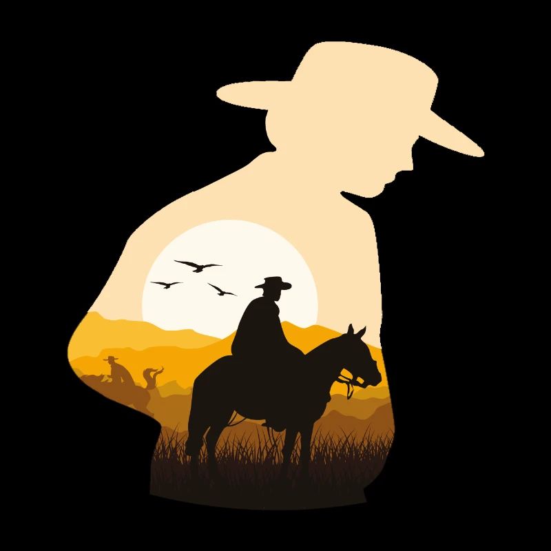 Cowboy horse sunset