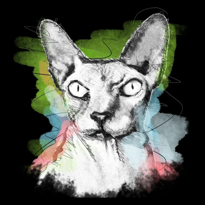 Sphinx Katze Nacktkatze Skizze