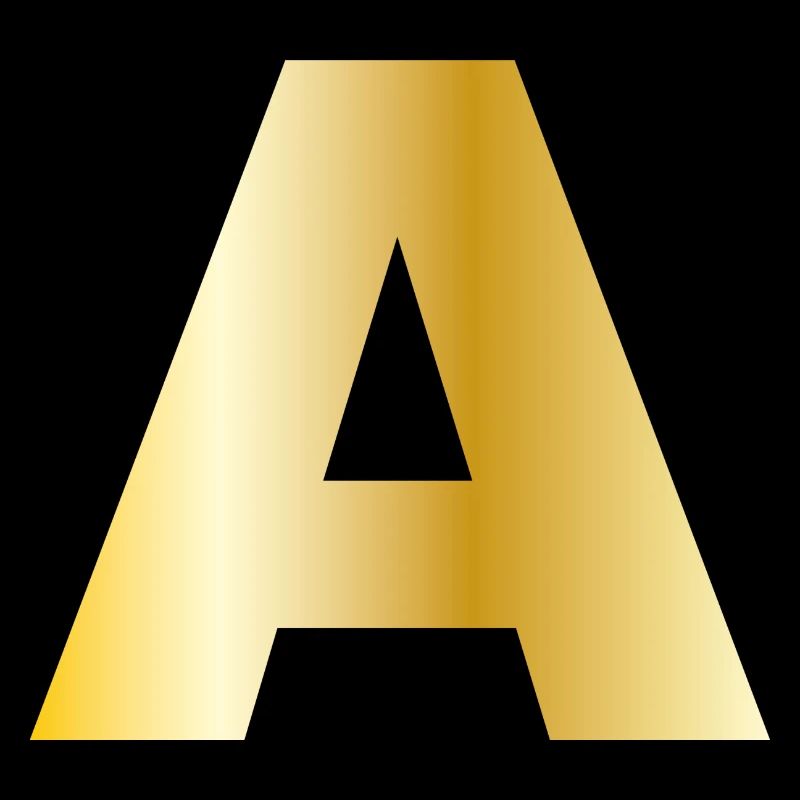 Letter A Gold Text