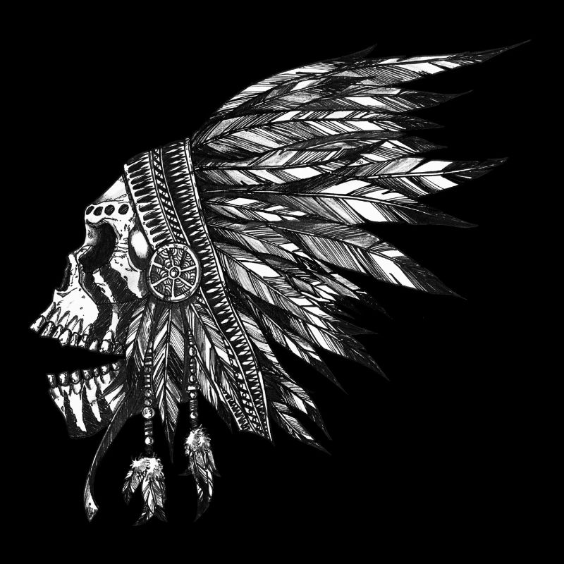 Indian Skull Black and Grey