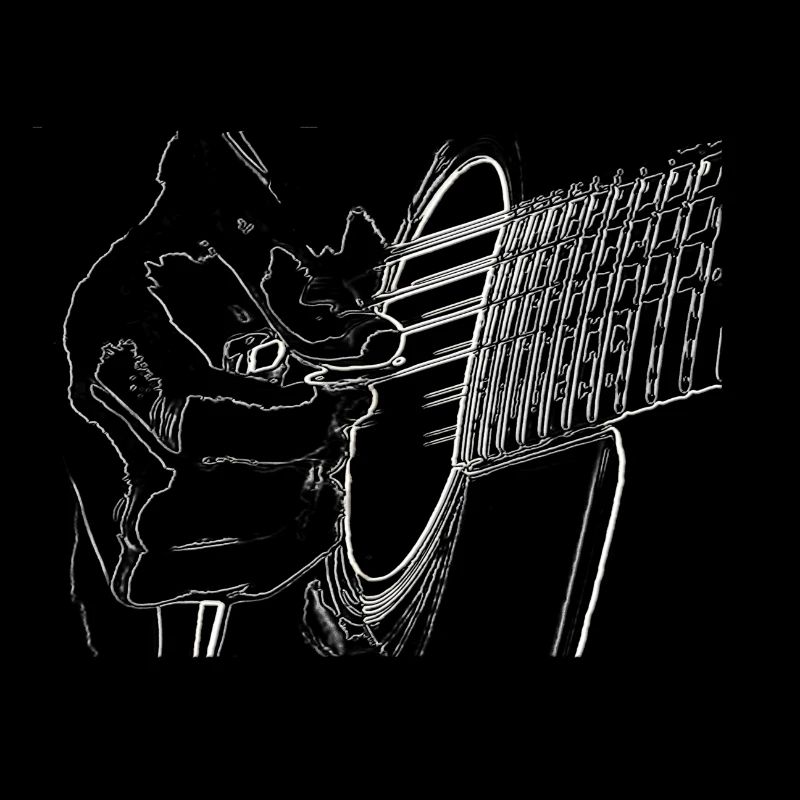 Guitar hand drawing guitar player