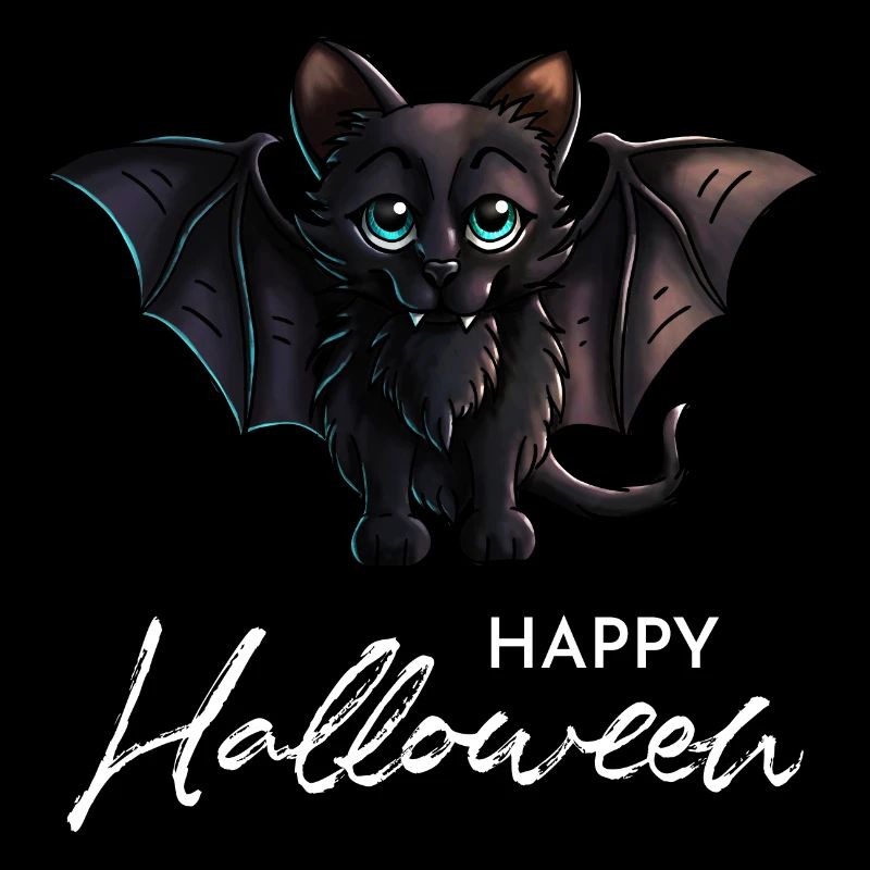 Joyeux Halloween Slogan Mignon Vampire Chat Noir
