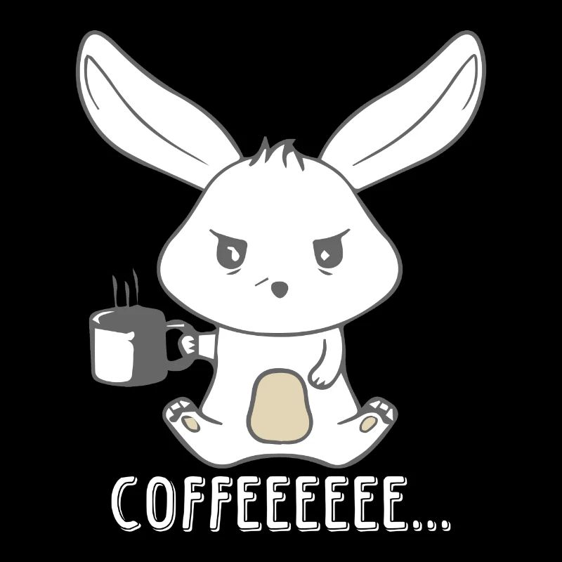 Angry and sleepy coffee rabbit