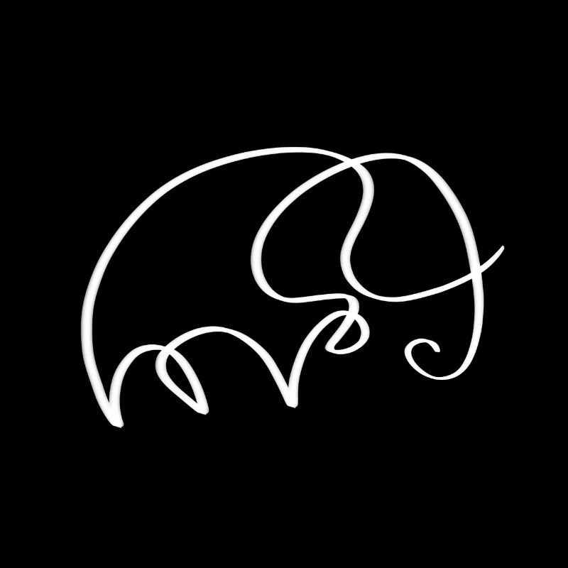 One line elephant white