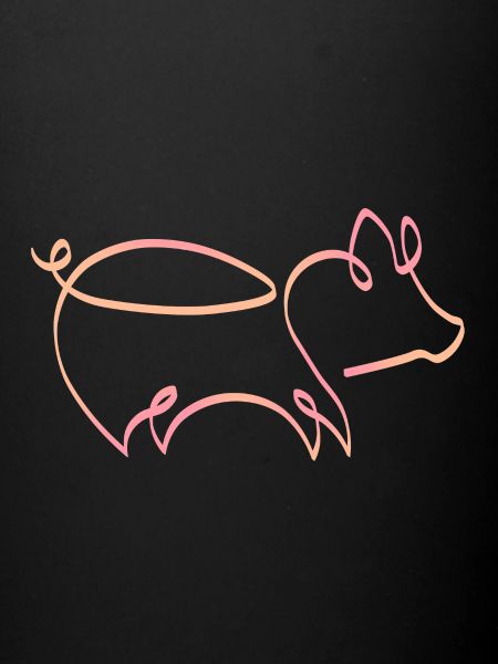 Cochon rose une ligne