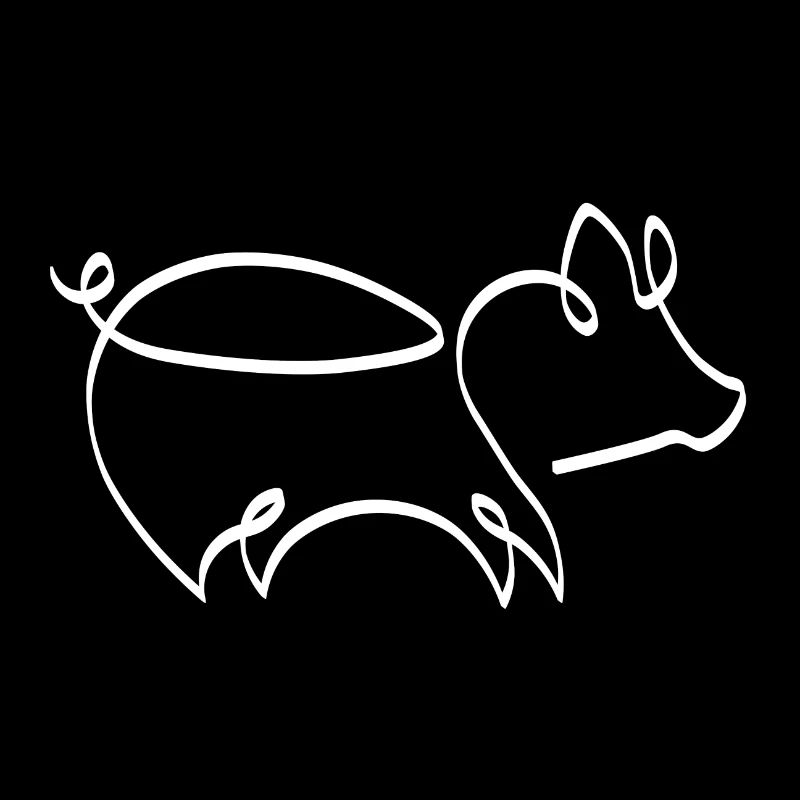 Cochon une ligne blanc