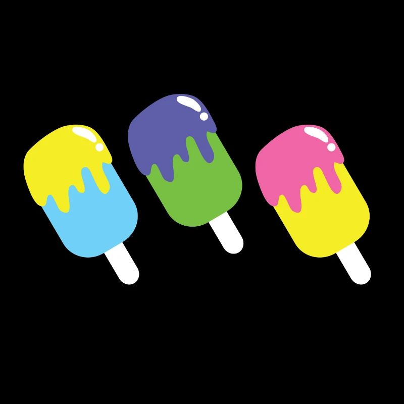 Three multicoloured ice-creams on popsticks