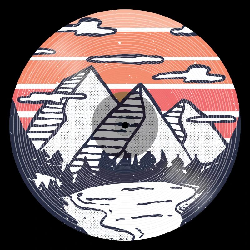 Mountains Lake Sunset LP Design
