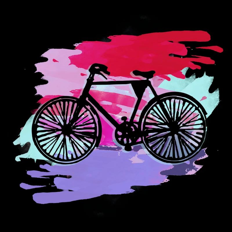 Fahrrad,bunt, malerei, klecks, illustration, pink,
