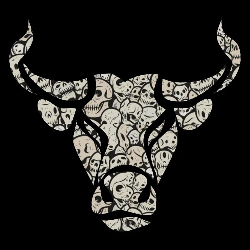 Bull's head with skulls
