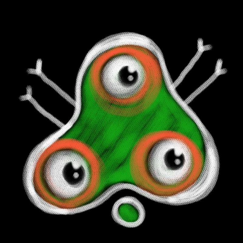 Green Three Eyed Germ Doodle