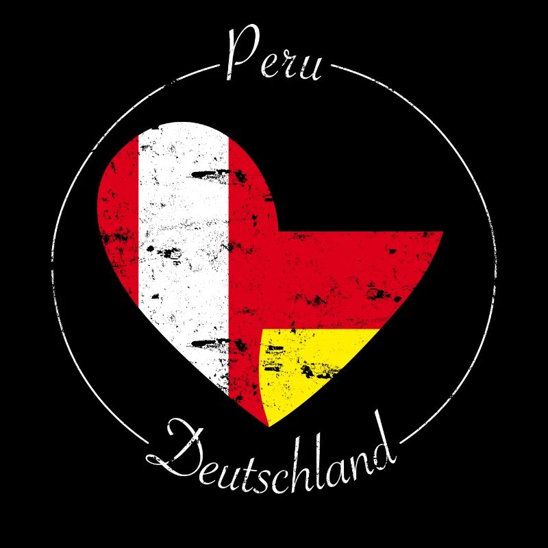 Drapeau Cœur Pérou Allemagne Drapeau
